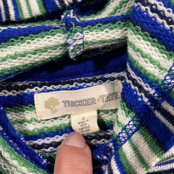 Tucker & Tate Toddler Boy Hooded Sweatshirt Size 2 Blue Green White Nordstrom - Picture 5 of 6